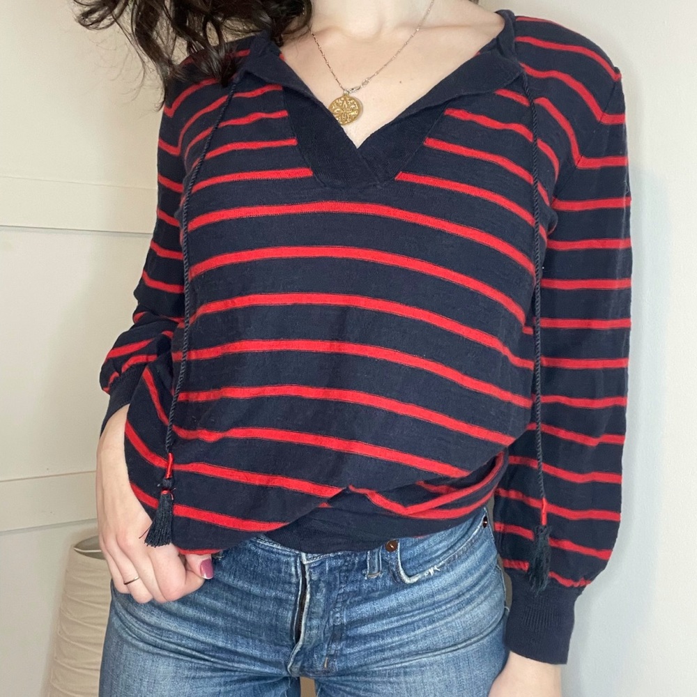 Loft striped tassel sweater
